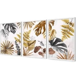 Golden Jungle Trio Art Set 16 Golden Jungle Trio Art Set -WALL ART DESGIN SALE golden jungle trio art set acrylic glass no border white floating frame 59x40cm 254168