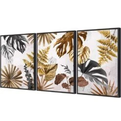 Golden Jungle Trio Art Set 5 Golden Jungle Trio Art Set -WALL ART DESGIN SALE golden jungle trio art set canvas black floating frame 59x40cm 442834
