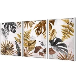 Golden Jungle Trio Art Set 6 Golden Jungle Trio Art Set -WALL ART DESGIN SALE golden jungle trio art set canvas white floating frame 59x40cm 703248