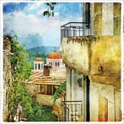Greek Monastery Canvas Art