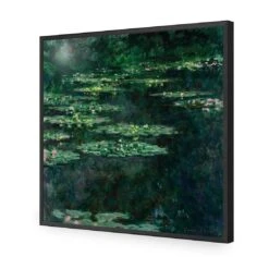 Green Water Lilies By Monet -WALL ART DESGIN SALE green water lilies by monet acrylic glass no border black frame 37x37cm 370173