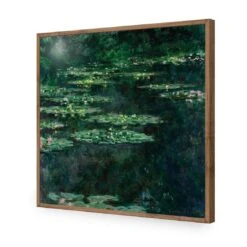 Green Water Lilies By Monet -WALL ART DESGIN SALE green water lilies by monet acrylic glass no border natural frame 37x37cm 152655