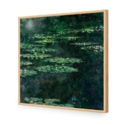 Green Water Lilies By Monet -WALL ART DESGIN SALE green water lilies by monet acrylic glass no border oak frame 37x37cm 546884
