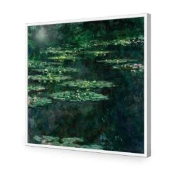 Green Water Lilies By Monet -WALL ART DESGIN SALE green water lilies by monet acrylic glass no border white frame 37x37cm 847003