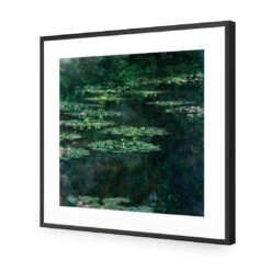 Green Water Lilies By Monet -WALL ART DESGIN SALE green water lilies by monet acrylic glass with border black frame 37x37cm 465332
