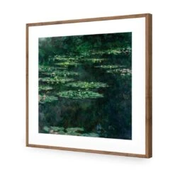 Green Water Lilies By Monet -WALL ART DESGIN SALE green water lilies by monet acrylic glass with border natural frame 37x37cm 277949