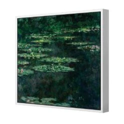 Green Water Lilies By Monet -WALL ART DESGIN SALE green water lilies by monet canvas white frame 37x37cm 925713
