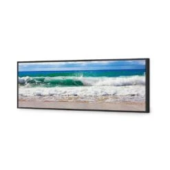 Green Wave, Long Canvas Art -WALL ART DESGIN SALE green wave long canvas art 60x20cm black frame 972709