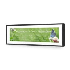 Happiness Is Like A Butterfly (long) -WALL ART DESGIN SALE happiness is like a butterfly long acrylic glass with border black frame 90x30cm 773486