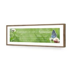 Happiness Is Like A Butterfly (long) -WALL ART DESGIN SALE happiness is like a butterfly long acrylic glass with border natural frame 90x30cm 732393