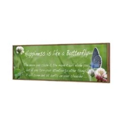 Happiness Is Like A Butterfly (long) -WALL ART DESGIN SALE happiness is like a butterfly long canvas natural floating frame 60x20cm 647160
