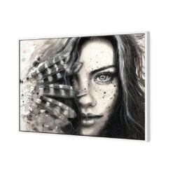 Heather Feather -WALL ART DESGIN SALE heather feather canvas white floating frame 45x30cm 602974