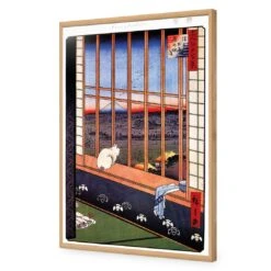 Hiroshige, Asakusa Ricefields -WALL ART DESGIN SALE hiroshige asakusa ricefields acrylic glass no border oak frame 45x30cm 284251