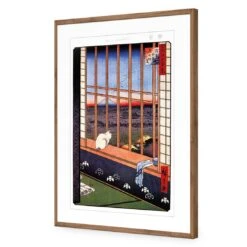 Hiroshige, Asakusa Ricefields -WALL ART DESGIN SALE hiroshige asakusa ricefields acrylic glass with border natural frame 45x30cm 252237