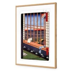 Hiroshige, Asakusa Ricefields -WALL ART DESGIN SALE hiroshige asakusa ricefields acrylic glass with border oak frame 45x30cm 408377