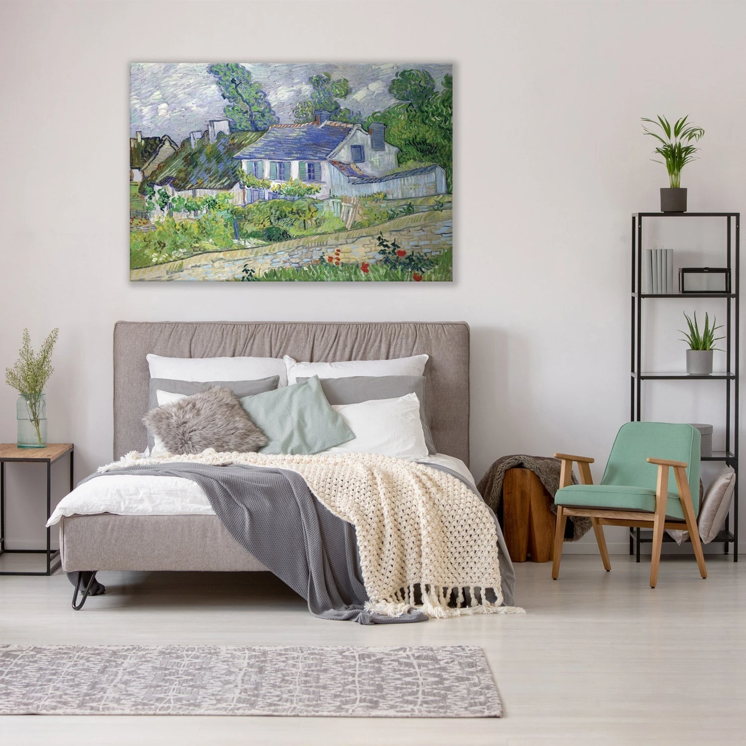 Houses At Auvers By Van Gogh Houses At Auvers By Van Gogh -WALL ART DESGIN SALE houses at auvers by van gogh canvas stretched canvas 45x30cm 197316