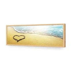 I Love The Beach (long) -WALL ART DESGIN SALE i love the beach long acrylic glass no border oak frame 90x30cm 994828