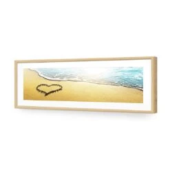I Love The Beach (long) -WALL ART DESGIN SALE i love the beach long acrylic glass with border oak frame 90x30cm 874563