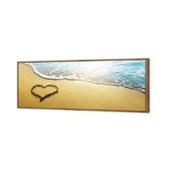 I Love The Beach (long) -WALL ART DESGIN SALE i love the beach long canvas natural floating frame 60x20cm 189850