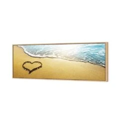 I Love The Beach (long) -WALL ART DESGIN SALE i love the beach long canvas oak floating frame 60x20cm 601656