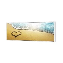 I Love The Beach (long) -WALL ART DESGIN SALE i love the beach long canvas white floating frame 60x20cm 632023