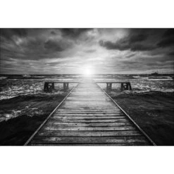 Jetty Storm, B&W Canvas Art