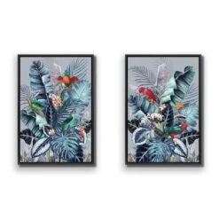 Jungle Exotica Blue Perfect Pair -WALL ART DESGIN SALE jungle exotica blue perfect pair canvas stretched canvas 45x30cm 210656