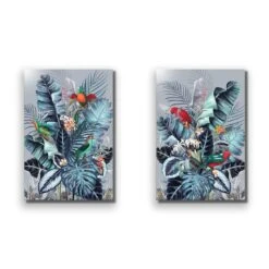 Jungle Exotica Blue Perfect Pair -WALL ART DESGIN SALE jungle exotica blue perfect pair canvas stretched canvas 45x30cm 266504
