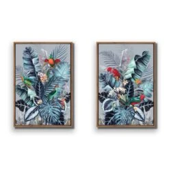 Jungle Exotica Blue Perfect Pair -WALL ART DESGIN SALE jungle exotica blue perfect pair canvas stretched canvas 45x30cm 361541