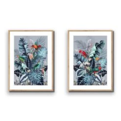 Jungle Exotica Blue Perfect Pair -WALL ART DESGIN SALE jungle exotica blue perfect pair canvas stretched canvas 45x30cm 465170