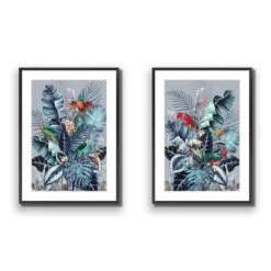 Jungle Exotica Blue Perfect Pair -WALL ART DESGIN SALE jungle exotica blue perfect pair canvas stretched canvas 45x30cm 516423
