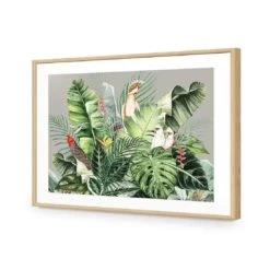 Jungle Exotica Green I (Horizontal) -WALL ART DESGIN SALE jungle exotica green i horizontal acrylic glass with border oak frame 45x30cm 755468