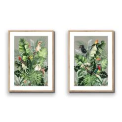 Jungle Exotica Green Perfect Pair -WALL ART DESGIN SALE jungle exotica green perfect pair canvas stretched canvas 45x30cm 121300