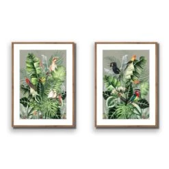 Jungle Exotica Green Perfect Pair -WALL ART DESGIN SALE jungle exotica green perfect pair canvas stretched canvas 45x30cm 307050