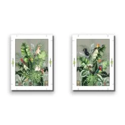 Jungle Exotica Green Perfect Pair -WALL ART DESGIN SALE jungle exotica green perfect pair canvas stretched canvas 45x30cm 382667
