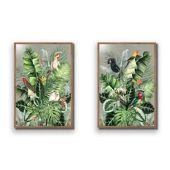 Jungle Exotica Green Perfect Pair -WALL ART DESGIN SALE jungle exotica green perfect pair canvas stretched canvas 45x30cm 528475
