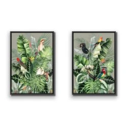 Jungle Exotica Green Perfect Pair -WALL ART DESGIN SALE jungle exotica green perfect pair canvas stretched canvas 45x30cm 586061