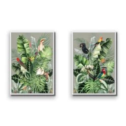 Jungle Exotica Green Perfect Pair -WALL ART DESGIN SALE jungle exotica green perfect pair canvas stretched canvas 45x30cm 604870
