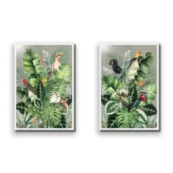 Jungle Exotica Green Perfect Pair -WALL ART DESGIN SALE jungle exotica green perfect pair canvas stretched canvas 45x30cm 790363
