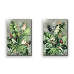 Jungle Exotica Green Perfect Pair -WALL ART DESGIN SALE jungle exotica green perfect pair canvas stretched canvas 45x30cm 959138