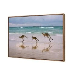 Kangaroos On Vacation Canvas Art -WALL ART DESGIN SALE kangaroos on vacation canvas art 45x30cm natural frame 101597