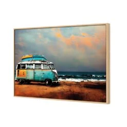 Kombi At The Beach -WALL ART DESGIN SALE kombi at the beach canvas oak frame 45x30cm 628356