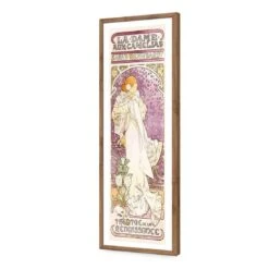 La Dame Aux Camelias By Alphonse Mucha -WALL ART DESGIN SALE la dame aux camelias by alphonse mucha acrylic glass with border natural frame 90x30cm 621027