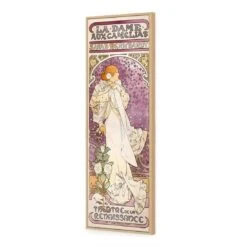 La Dame Aux Camelias By Alphonse Mucha -WALL ART DESGIN SALE la dame aux camelias by alphonse mucha canvas oak floating frame 60x20cm 253558
