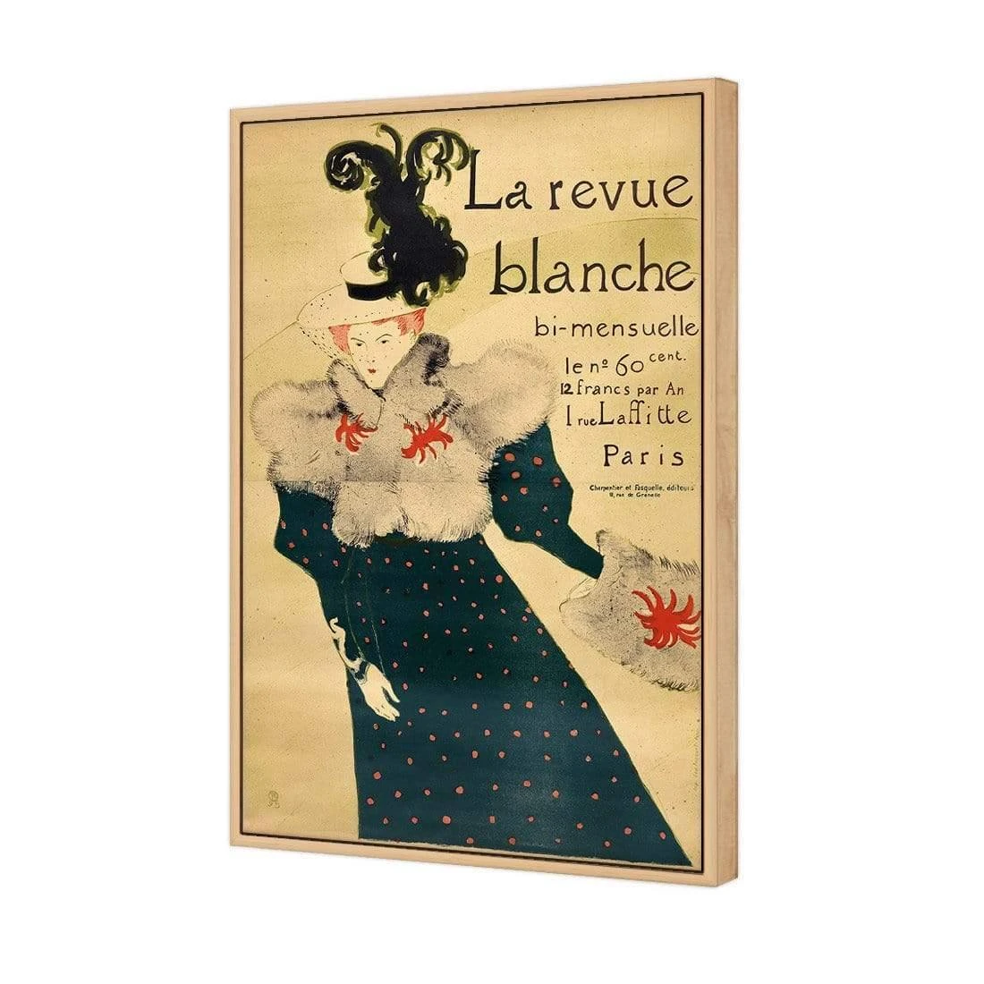 La Revue Blanche By Toulouse-Lautrec La Revue Blanche By Toulouse-Lautrec -WALL ART DESGIN SALE la revue blanche by toulouse lautrec canvas oak floating frame 45x30cm 803965
