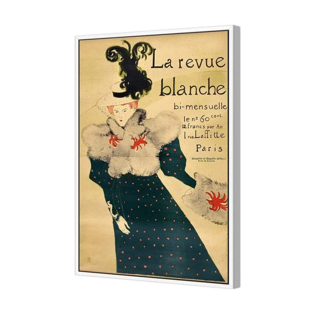 La Revue Blanche By Toulouse-Lautrec La Revue Blanche By Toulouse-Lautrec -WALL ART DESGIN SALE la revue blanche by toulouse lautrec canvas white floating frame 45x30cm 942609