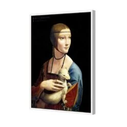 Lady With Ermine By Leonardo Da Vinci 6 Lady With Ermine By Leonardo Da Vinci -WALL ART DESGIN SALE lady with ermine by leonardo da vinci canvas white floating frame 45x30cm 660346