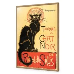 Le Chat Noir Acrylic Print Art -WALL ART DESGIN SALE le chat noir acrylic print art without border oak frame 45x30cm 492438