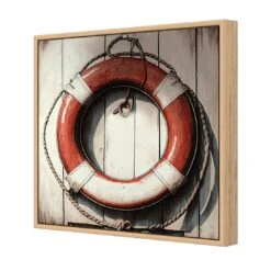 Lifesaver -WALL ART DESGIN SALE lifesaver canvas oak floating frame 37x37cm 437254