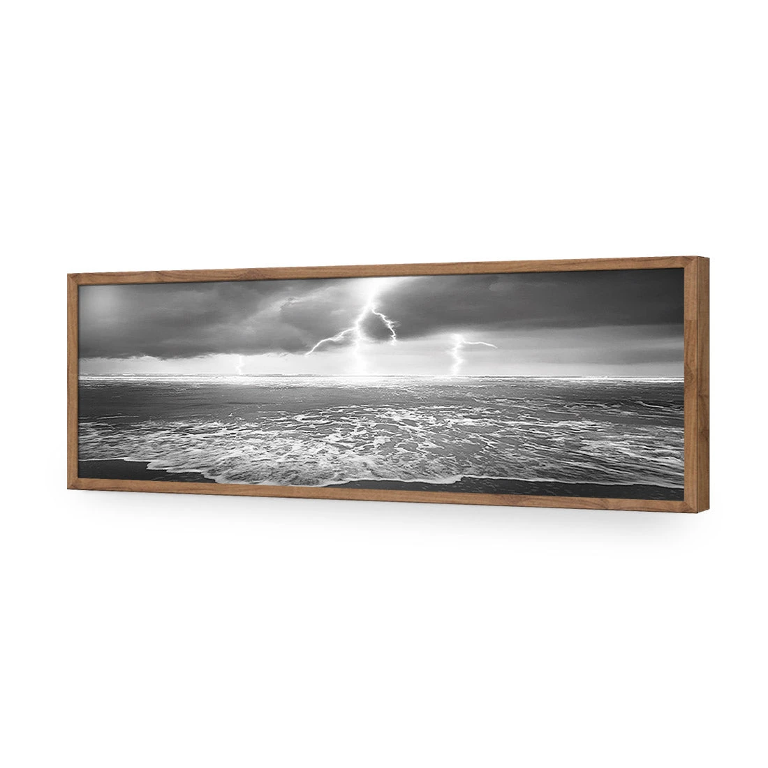 Lightning Beach, Black and White (Long) Lightning Beach, Black And White (Long) -WALL ART DESGIN SALE lightning beach black and white long acrylic glass no border natural frame 90x30cm 895033